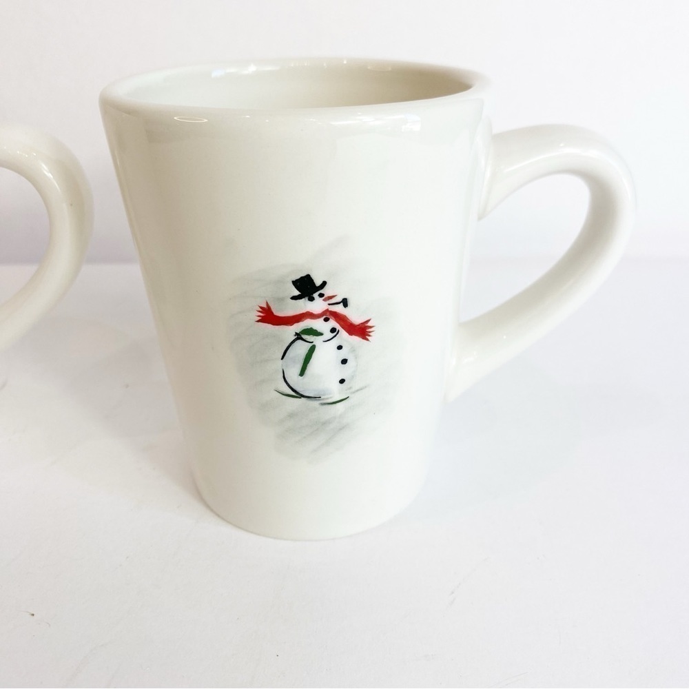 Retired Williams Sonoma Snowman Skiing Mugs~Set of 2 Christmas Winter Holiday - Picture 5 of 10